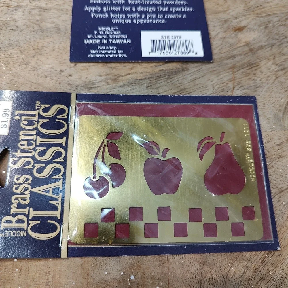 Lot Of 2 Nicole Solid‎ Brass Stencils 1990s USA Fruits Christmas Cottage Core